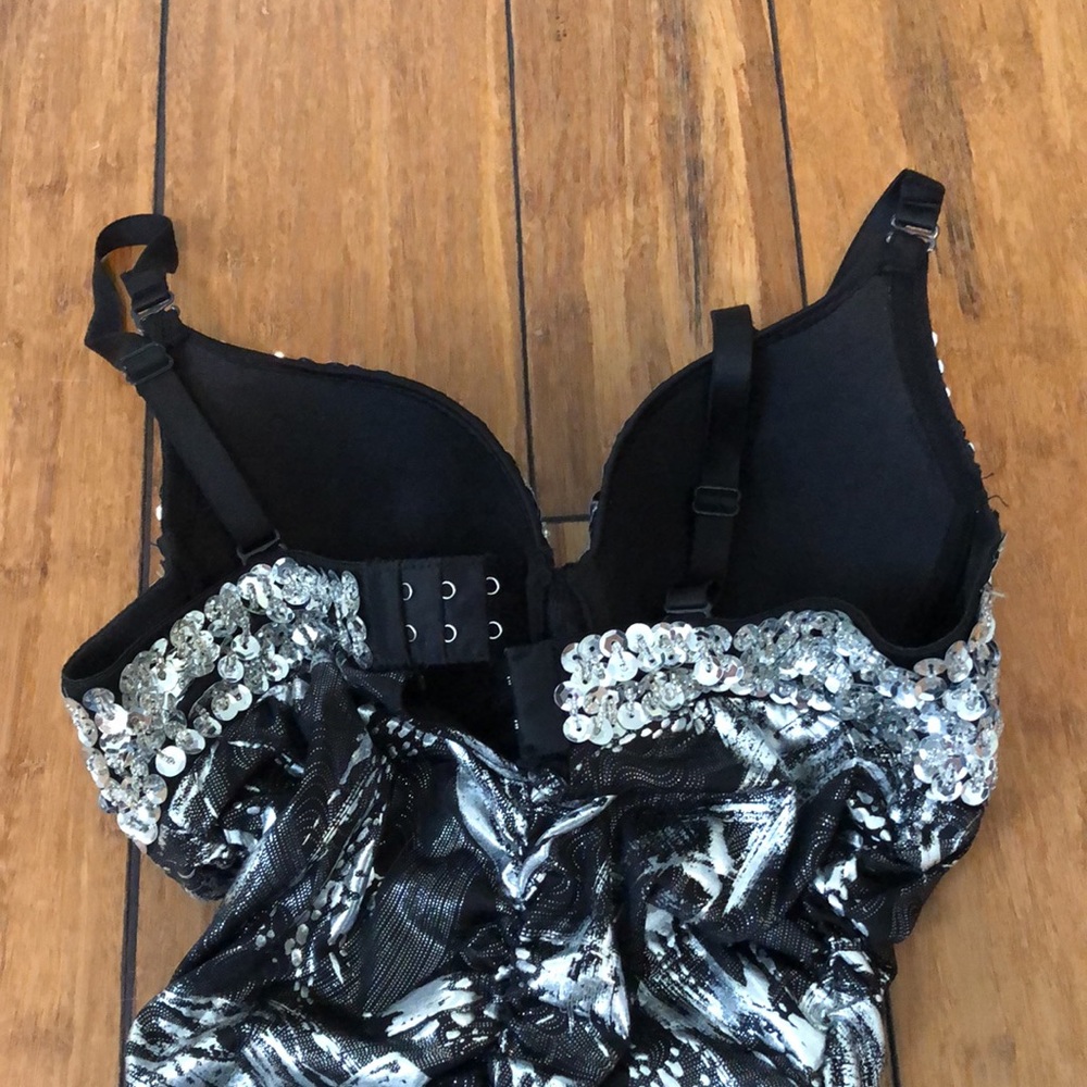 *SOLD* Silver & Black Bodycon Bustier Dress - Picture 4 of 6